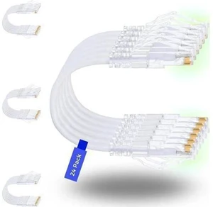 Patch Cables Cat6/ Cat6a 2ft (24 Pack) Slim, Cat6a Ethernet Patch Cable 10G Support, Snagless Cat 6 Patch Cable for Patch Panel to Switch, Flexiable Cat6 Ethernet Cable White Patch Cables Cat6/ Cat6a 2ft (24 Pack) Slim, Cat6a Ethernet Patch Cable 10G Support, Snagless Cat 6 Patch Cable for Patch Panel to Switch, Flexiable Cat6 Ethernet Cable White