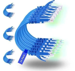 Patch Cables Cat6 1ft (24 Pack), Ethernet Patch Cable 10G, Cat 6 Patch Cable for Patch Panel to Switch, Flexiable Cat 6 Ethernet Cable with Gold Plated Black 1 ft. Blue Patch Cables Cat6 1ft (24 Pack), Ethernet Patch Cable 10G, Cat 6 Patch Cable for Patch Panel to Switch, Flexiable Cat 6 Ethernet Cable with Gold Plated Black 1 ft. Blue