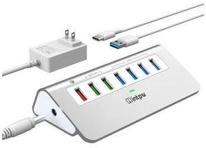 Powered USB 3.2 Hub 10Gbps,7 Port USB Data Hub USB Splitter with 4 USB 3.2 Gen2 Data Ports,3 Fast Charging Ports,30W Power Adapter,Type A & C Cable, Aluminum Powered USB C Hub for Computer,PC,Laptop Powered USB 3.2 Hub 10Gbps,7 Port USB Data Hub USB Splitter with 4 USB 3.2 Gen2 Data Ports,3 Fast Charging Ports,30W Power Adapter,Type A & C Cable, Aluminum Powered USB C Hub for Computer,PC,Laptop