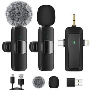 Wireless Lavalier Microphone for iPhone - Android Phone/Camera/Computer/Laptop, Professional Dual Lapel Mic with USB-C/3.5mm/USB Plug for Video Recording, Vlog, YouTube, TikTok Wireless Lavalier Microphone for iPhone - Android Phone/Camera/Computer/Laptop, Professional Dual Lapel Mic with USB-C/3.5mm/USB Plug for Video Recording, Vlog, YouTube, TikTok
