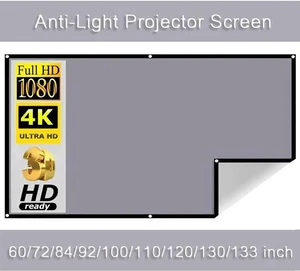 Projector Screen Screen Portable Projection Screen Anti-Light Projector Curtain Metal Reflective Cloth Fabric with Black Border Smart Home(130 inch) Projector Screen Screen Portable Projection Screen Anti-Light Projector Curtain Metal Reflective Cloth Fabric with Black Border Smart Home(130 inch)