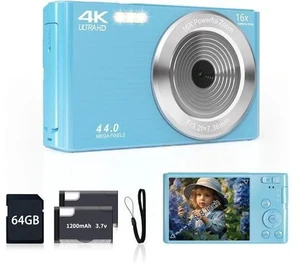 Digital Camera for Teens, FHD 4K 44MP Digital Camera Autofocus with 64GB SD Card 16X Zoom, Cameras for Photography Compact Point and Shoot Camera for Teen Boy Girl Kids Camera Beginner Digital Camera for Teens, FHD 4K 44MP Digital Camera Autofocus with 64GB SD Card 16X Zoom, Cameras for Photography Compact Point and Shoot Camera for Teen Boy Girl Kids Camera Beginner