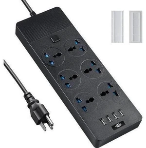 Universal Power Strip, Jumpso 6ft Extension Cord with Multiple Outlets, 110-240v, 3000w Power Strip with USB Ports European Travel Plug Adapter Wall Mount Power Strip for Home Office Cruise, Black Universal Power Strip, Jumpso 6ft Extension Cord with Multiple Outlets, 110-240v, 3000w Power Strip with USB Ports European Travel Plug Adapter Wall Mount Power Strip for Home Office Cruise, Black