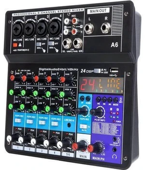 6 Channel Audio Mixer - Portable Digital Line Mixer Console Build-in 24 DSP Effects BT Function 48V Phantom Power for Karaoke Streaming by YOUSHARES 6 Channel Audio Mixer - Portable Digital Line Mixer Console Build-in 24 DSP Effects BT Function 48V Phantom Power for Karaoke Streaming by YOUSHARES