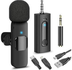 Wireless Lavalier Microphone for iPhone, Android Phone, Camera - Recording Omnidirectional Condenser Mic Ultra Low Delay, Lapel Noise canceling Mic for Video YouTube Interview Tiktok Vlog Wireless Lavalier Microphone for iPhone, Android Phone, Camera - Recording Omnidirectional Condenser Mic Ultra Low Delay, Lapel Noise canceling Mic for Video YouTube Interview Tiktok Vlog