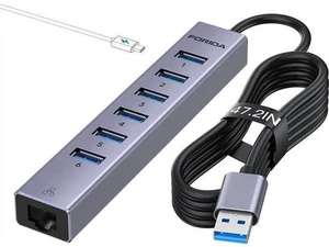 7 Ports USB3.0 Hub USB Ethernet HUB with 3.9ft Long Cable for Laptop USB Splitter with Gigabit Ethernet Port and 5V/3A Power Port MultiPort Aluminum Expander for Laptop iMac PC Flash Drives 7 Ports USB3.0 Hub USB Ethernet HUB with 3.9ft Long Cable for Laptop USB Splitter with Gigabit Ethernet Port and 5V/3A Power Port MultiPort Aluminum Expander for Laptop iMac PC Flash Drives