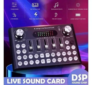 18 Sound Effects Dual DSP bluetooth Live Sound Card Webcast Headset Mic Voice Control for iOS Android Phone Computer 18 Sound Effects Dual DSP bluetooth Live Sound Card Webcast Headset Mic Voice Control for iOS Android Phone Computer
