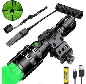 Green Light Flashlight, Rechargeable LED Green Light Tactical Flashlight with Pressure Switch, 5 Modes & Zoomable Deer Hunting Light, IPX4 waterproof Hog Lights for Night Hunting Coyote Varmint Green Light Flashlight, Rechargeable LED Green Light Tactical Flashlight with Pressure Switch, 5 Modes & Zoomable Deer Hunting Light, IPX4 waterproof Hog Lights for Night Hunting Coyote Varmint