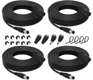 4PCS 33FT(10m) 12V DC Power Extension Cable with Power Jack Adapter Connectors(2 x Male + 2 x Female) 5.5mm x 2.1mm DC Power Adapter Extension Cord and Cable Wire Ends Plug HE030-4 4PCS 33FT(10m) 12V DC Power Extension Cable with Power Jack Adapter Connectors(2 x Male + 2 x Female) 5.5mm x 2.1mm DC Power Adapter Extension Cord and Cable Wire Ends Plug HE030-4