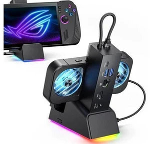 Docking Station for ROG Ally X/ROG Ally/Steam Deck/Legion Go, 7-in-1 ROG Ally X Dock with RGB Cooling Fan, HDMI 4K@120Hz, Gigabit Ethernet, Dual USB & USB C 3.0, 100W PD Charging - HB0705 Docking Station for ROG Ally X/ROG Ally/Steam Deck/Legion Go, 7-in-1 ROG Ally X Dock with RGB Cooling Fan, HDMI 4K@120Hz, Gigabit Ethernet, Dual USB & USB C 3.0, 100W PD Charging - HB0705