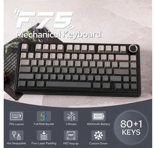 Aula F75 Gasket Mechanical Keyboard, 75% Wireless Hot Swappable Gaming Keyboard with Five-Layer Padding&Knob, Bluetooth/2.4GHz/USB-C, RGB (Black Gradient, LEOBOG Reaper Switch) Aula F75 Gasket Mechanical Keyboard, 75% Wireless Hot Swappable Gaming Keyboard with Five-Layer Padding&Knob, Bluetooth/2.4GHz/USB-C, RGB (Black Gradient, LEOBOG Reaper Switch)