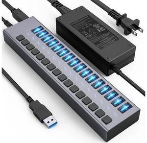 Powered USB Hub - ACASIS 16 Ports 90W USB 3.0 Data Port, Individual On/Off Switches, 12V/7.5A Power Adapter, 5Gbps High Speed, USB 3.0 Hub for Laptop, PC, Computer, Mobile HDD, Flash Drive Powered USB Hub - ACASIS 16 Ports 90W USB 3.0 Data Port, Individual On/Off Switches, 12V/7.5A Power Adapter, 5Gbps High Speed, USB 3.0 Hub for Laptop, PC, Computer, Mobile HDD, Flash Drive