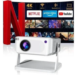 Mini Projector with WiFi 6 and Bluetooth 5.2, Portable Projector 4K Support, Auto Vertical Keystone 270° Rotatable, Compatible with Smartphone/TV Stick/Box/USB/HDMI Mini Projector with WiFi 6 and Bluetooth 5.2, Portable Projector 4K Support, Auto Vertical Keystone 270° Rotatable, Compatible with Smartphone/TV Stick/Box/USB/HDMI