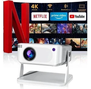 Mini Projector with WiFi 6 and Bluetooth 5.2, Portable Projector 4K Support, Auto Vertical Keystone 270° Rotatable, Compatible with Smartphone/TV Stick/Box/USB/HDMI Mini Projector with WiFi 6 and Bluetooth 5.2, Portable Projector 4K Support, Auto Vertical Keystone 270° Rotatable, Compatible with Smartphone/TV Stick/Box/USB/HDMI