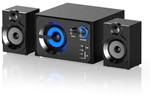 Elimavi BT-15 2.1 Computer Speaker System with 4 inches Subwoofer Dual 3 inches Tweeter, Support RCA/Wireless Input, Wood Enclosure, 60W, Black Elimavi BT-15 2.1 Computer Speaker System with 4 inches Subwoofer Dual 3 inches Tweeter, Support RCA/Wireless Input, Wood Enclosure, 60W, Black