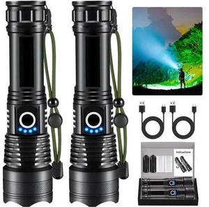Flashlights High Lumens Rechargeable, 2Pack Rechargeable Flashlights, 990000lm Super Bright Flashlight, 5Mode Tactical Flashlights High Lumens, LED Flashlight High Powered, Waterproof Flash Light LED Flashlights High Lumens Rechargeable, 2Pack Rechargeable Flashlights, 990000lm Super Bright Flashlight, 5Mode Tactical Flashlights High Lumens, LED Flashlight High Powered, Waterproof Flash Light LED