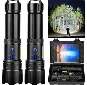 Rechargeable Flashlight 2 Pack 900000 High Lumens Super Bright Flash Light 7 Modes with COB Work Light IPX6 Waterproof Powerful Handheld LED Flashlights for Camping Hiking Rechargeable Flashlight 2 Pack 900000 High Lumens Super Bright Flash Light 7 Modes with COB Work Light IPX6 Waterproof Powerful Handheld LED Flashlights for Camping Hiking