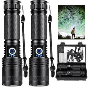 Rechargeable Flashlights 990 000 High Lumens 2 Pack Led Super Bright Flashlight with 5 Modes & IPX7 Waterproof 15H Running Time High Powered Flash Light for Home Camping Home Emergencies Rechargeable Flashlights 990 000 High Lumens 2 Pack Led Super Bright Flashlight with 5 Modes & IPX7 Waterproof 15H Running Time High Powered Flash Light for Home Camping Home Emergencies