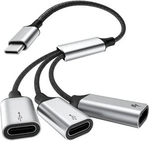 USB C Splitter Cable USB-C Male to 3 Type C Female Adapter with Fast Charging Data Transfer 3 in 1 OTG Type-C Cord Converter for iPhone 16/15 16/15 Pro/Pro Max/Plus iPad Tablet Mac USB C Splitter Cable USB-C Male to 3 Type C Female Adapter with Fast Charging Data Transfer 3 in 1 OTG Type-C Cord Converter for iPhone 16/15 16/15 Pro/Pro Max/Plus iPad Tablet Mac