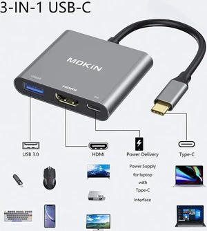 USB C to HDMI Multiport Adapter Type-C Hub Thunderbolt 3 to HDMI 4K Output USB 3.0 Port and USB-C Charging Port Digital AV Adapter for MacBook Pro/air Galaxy S8/S9 USB C to HDMI Multiport Adapter Type-C Hub Thunderbolt 3 to HDMI 4K Output USB 3.0 Port and USB-C Charging Port Digital AV Adapter for MacBook Pro/air Galaxy S8/S9