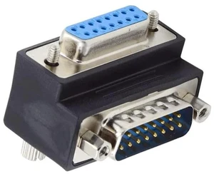 RS232 D-subminiature 15pin Male Nut to Female Screw Extension Adapter DB Connector Down 90 Degree Angled RS232 D-subminiature 15pin Male Nut to Female Screw Extension Adapter DB Connector Down 90 Degree Angled
