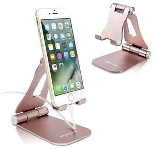 Latest Version Foldable Cell Phone Holder Adjustable Cell Phone Stands Tablet Stand Solid Aluminum Stand Charging Dock for All Smart Phones and Tablets Desk Phone Accessories Rose Gold Latest Version Foldable Cell Phone Holder Adjustable Cell Phone Stands Tablet Stand Solid Aluminum Stand Charging Dock for All Smart Phones and Tablets Desk Phone Accessories Rose Gold
