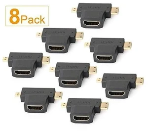 Micro HDMI to HDMI Adapter|HDMI to Mini HDMI Adapter|Micro HDMI to Mini HDMI Adapter,Mini and Micro HDMI to HDMI 2 in 1 T HDMI Coupler-8Pack Micro HDMI to HDMI Adapter|HDMI to Mini HDMI Adapter|Micro HDMI to Mini HDMI Adapter,Mini and Micro HDMI to HDMI 2 in 1 T HDMI Coupler-8Pack