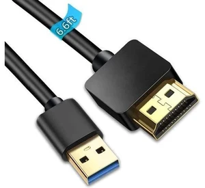 USB to HDMI Adapter Cable 6.6FT USB to HDMI Cable Male to Male Full 1080P HD Display Cable Audio Video Converter Cord for PC/Laptop to Monitor/HDTV/Projector Supports Windows 7/8/10 Mac OS USB to HDMI Adapter Cable 6.6FT USB to HDMI Cable Male to Male Full 1080P HD Display Cable Audio Video Converter Cord for PC/Laptop to Monitor/HDTV/Projector Supports Windows 7/8/10 Mac OS