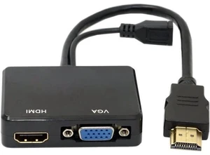Cablecc HDMI to VGA & HDMI Female Splitter with Audio Video Cable Converter Adapter For HDTV PC Monitor Cablecc HDMI to VGA & HDMI Female Splitter with Audio Video Cable Converter Adapter For HDTV PC Monitor