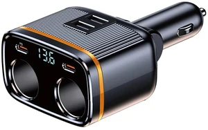 C27 Car Charger with Voltage Display 80W Cigarette Lighter Socket, PD45W & USB Fast Charging, 145W Total Output Power C27 Car Charger with Voltage Display 80W Cigarette Lighter Socket, PD45W & USB Fast Charging, 145W Total Output Power