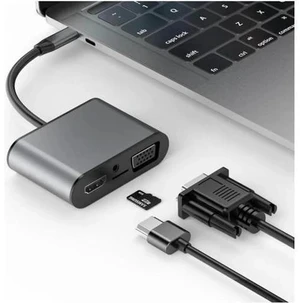 8 in 1 USB-C / Type-C to 3 USB 3.0 + USB-C / Type-C + HDMI + VGA Interfaces HUB Adapter with Micro SD Card Slot & 3.5mm AUX 8 in 1 USB-C / Type-C to 3 USB 3.0 + USB-C / Type-C + HDMI + VGA Interfaces HUB Adapter with Micro SD Card Slot & 3.5mm AUX
