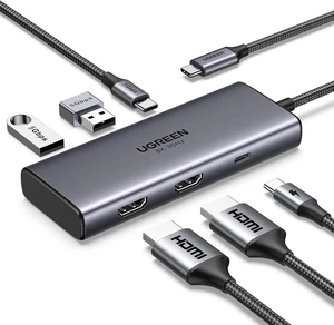 UGREEN Dual Monitor USB C Hub 6 in 1 Dock Dual HDMI 4K@60Hz Single 8K@30Hz 100W PD 5Gbps USB C and USB A Data Ports USB C Docking Station for Dell XPS, ThinkPad and More UGREEN Dual Monitor USB C Hub 6 in 1 Dock Dual HDMI 4K@60Hz Single 8K@30Hz 100W PD 5Gbps USB C and USB A Data Ports USB C Docking Station for Dell XPS, ThinkPad and More