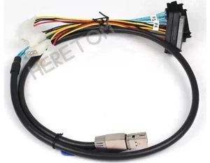 1M Mini SAS HD SFF-8644 to 4 x SFF-8482 29Pin Female Breakout Cable with 4Pin Power Supply, Server Storage Interconnect Wire 1M Mini SAS HD SFF-8644 to 4 x SFF-8482 29Pin Female Breakout Cable with 4Pin Power Supply, Server Storage Interconnect Wire