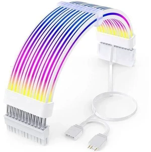 White 24 Pin ARGB Motherboard PSU Extension Cable, 5V 3-Pin Addressable RGB 4-Sided Lighting PC Case Decor Cord White 24 Pin ARGB Motherboard PSU Extension Cable, 5V 3-Pin Addressable RGB 4-Sided Lighting PC Case Decor Cord