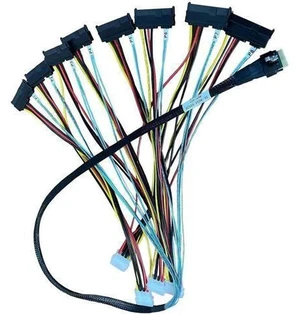 PCIe 5.0 MCIO 74Pin x8 to 8×29Pin Splitter Cable with 4 Molex Big 4-Pin Power, 100cm Server Storage Cable PCIe 5.0 MCIO 74Pin x8 to 8×29Pin Splitter Cable with 4 Molex Big 4-Pin Power, 100cm Server Storage Cable
