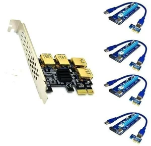 PCIe 1X to 4 PCIe 16X Mining Riser Adapter, USB3.0 GPU Extension Card with 4 SATA Power Cables for BTC Crypto Mining Rig PCIe 1X to 4 PCIe 16X Mining Riser Adapter, USB3.0 GPU Extension Card with 4 SATA Power Cables for BTC Crypto Mining Rig