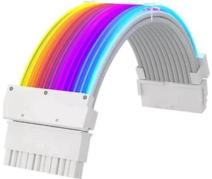 RGB Luminous 24Pin ATX Power Extension Cable, Dual-Head Acousto-Optic Sync Fiber Optic Glow Cord, 18AWG Tinned Copper, 245mm RGB Luminous 24Pin ATX Power Extension Cable, Dual-Head Acousto-Optic Sync Fiber Optic Glow Cord, 18AWG Tinned Copper, 245mm
