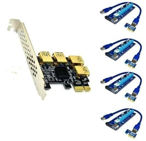PCIe 1X to 4 PCIe 16X Mining Riser Card, USB3.0 Powered GPU Extension Adapter with 4 SATA Cables for BTC Mining Rig PCIe 1X to 4 PCIe 16X Mining Riser Card, USB3.0 Powered GPU Extension Adapter with 4 SATA Cables for BTC Mining Rig