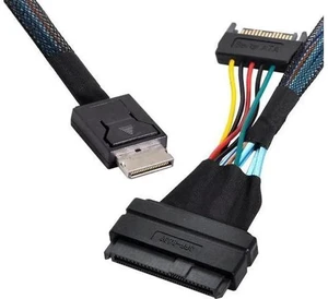 50cm PCIe 4.0 OCuLink SFF-8611 Male to U.2 U.3 SFF-8639 Female NVMe SSD Cable with 15Pin SATA Power, Internal Storage Wire for Motherboard 2.5 NVMe Drives 50cm PCIe 4.0 OCuLink SFF-8611 Male to U.2 U.3 SFF-8639 Female NVMe SSD Cable with 15Pin SATA Power, Internal Storage Wire for Motherboard 2.5 NVMe Drives
