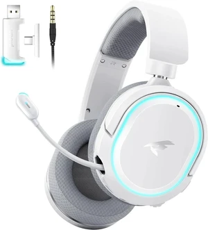 G2 Wireless Gaming Headset with Mic for PC PS5 PS4 Switch, White Grey G2 Wireless Gaming Headset with Mic for PC PS5 PS4 Switch, White Grey