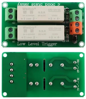 12V 2 Channel Solid State Relay Module, Low Level Trigger, 5A DC Control for Raspberry Pi 12V 2 Channel Solid State Relay Module, Low Level Trigger, 5A DC Control for Raspberry Pi
