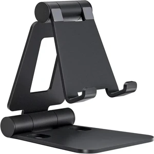 T82 Aluminum Desktop Phone Stand, Portable Dual-Fold Adjustable Smartphone Holder for Live Streaming & Video Calls, Black T82 Aluminum Desktop Phone Stand, Portable Dual-Fold Adjustable Smartphone Holder for Live Streaming & Video Calls, Black