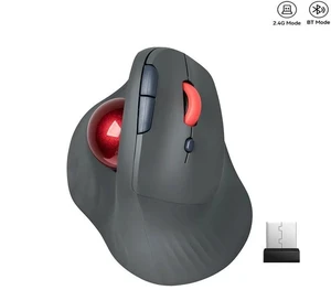 Wireless Vertical Trackball Mouse Dual Mode BT + 2.4G Connectivity, 650mAh Rechargeable Battery, Ergonomic Thumb-Operated Rollerball Wireless Vertical Trackball Mouse Dual Mode BT + 2.4G Connectivity, 650mAh Rechargeable Battery, Ergonomic Thumb-Operated Rollerball