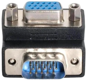 90 Degree Down Angled HDB15Pin VGA Male to Female Gender Changer, SVGA D-Sub Video Adapter for Graphics Card, Monitor & Projector 90 Degree Down Angled HDB15Pin VGA Male to Female Gender Changer, SVGA D-Sub Video Adapter for Graphics Card, Monitor & Projector