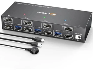 3-In-2-Out Dual Monitor HDMI KVM Switch 4K@60Hz, USB 3.0 KVM Switcher with EDID Emulation, 4 USB Ports for 3 PCs Share 2 Displays, Mirror & Extended Mode Supported 3-In-2-Out Dual Monitor HDMI KVM Switch 4K@60Hz, USB 3.0 KVM Switcher with EDID Emulation, 4 USB Ports for 3 PCs Share 2 Displays, Mirror & Extended Mode Supported