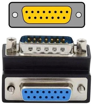 90 Degree Up Angled DB15 Male to Female Coupler, 15Pin D-SUB RS232 Serial Right Angle Extension Adapter 90 Degree Up Angled DB15 Male to Female Coupler, 15Pin D-SUB RS232 Serial Right Angle Extension Adapter