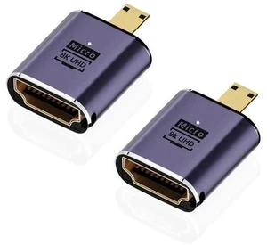 2 Pack 8K Micro HDMI Male to HDMI Female Adapter, Micro HDMI to HDMI Converter Connector for Sony A6000 Raspberry Pi 4 GoPro Hero 7 Sport Cameras 2 Pack 8K Micro HDMI Male to HDMI Female Adapter, Micro HDMI to HDMI Converter Connector for Sony A6000 Raspberry Pi 4 GoPro Hero 7 Sport Cameras