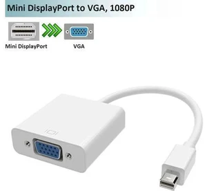 Active Thunderbolt Mini DisplayPort to VGA Adapter, Mini DP to VGA Converter Supports Max 1920x1200 1080P Full HD, Compact White MDP to VGA Dongle for Laptop, PC, Monitor, Projector Active Thunderbolt Mini DisplayPort to VGA Adapter, Mini DP to VGA Converter Supports Max 1920x1200 1080P Full HD, Compact White MDP to VGA Dongle for Laptop, PC, Monitor, Projector
