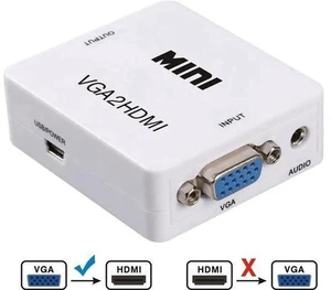 White Mini VGA to HDMI 1080P Converter Adapter with Audio Port, VGA2HDMI Audio Video Connector for PC Laptop DVD Mac HDTV Projector White Mini VGA to HDMI 1080P Converter Adapter with Audio Port, VGA2HDMI Audio Video Connector for PC Laptop DVD Mac HDTV Projector