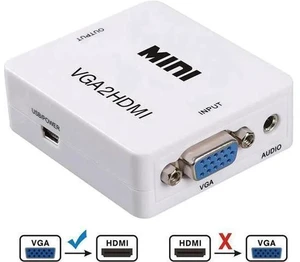 1080P VGA to HDMI Adapter with 3.5mm Audio Port, VGA Audio Video Converter Compatible with HDTV, Monitor, Laptop, Desktop PC 1080P VGA to HDMI Adapter with 3.5mm Audio Port, VGA Audio Video Converter Compatible with HDTV, Monitor, Laptop, Desktop PC